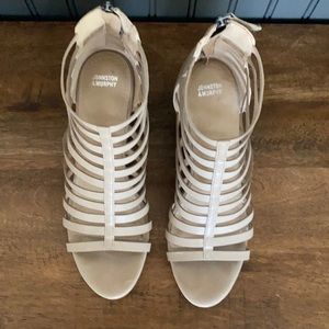 Johnston & Murphy caged leather wedge sandals